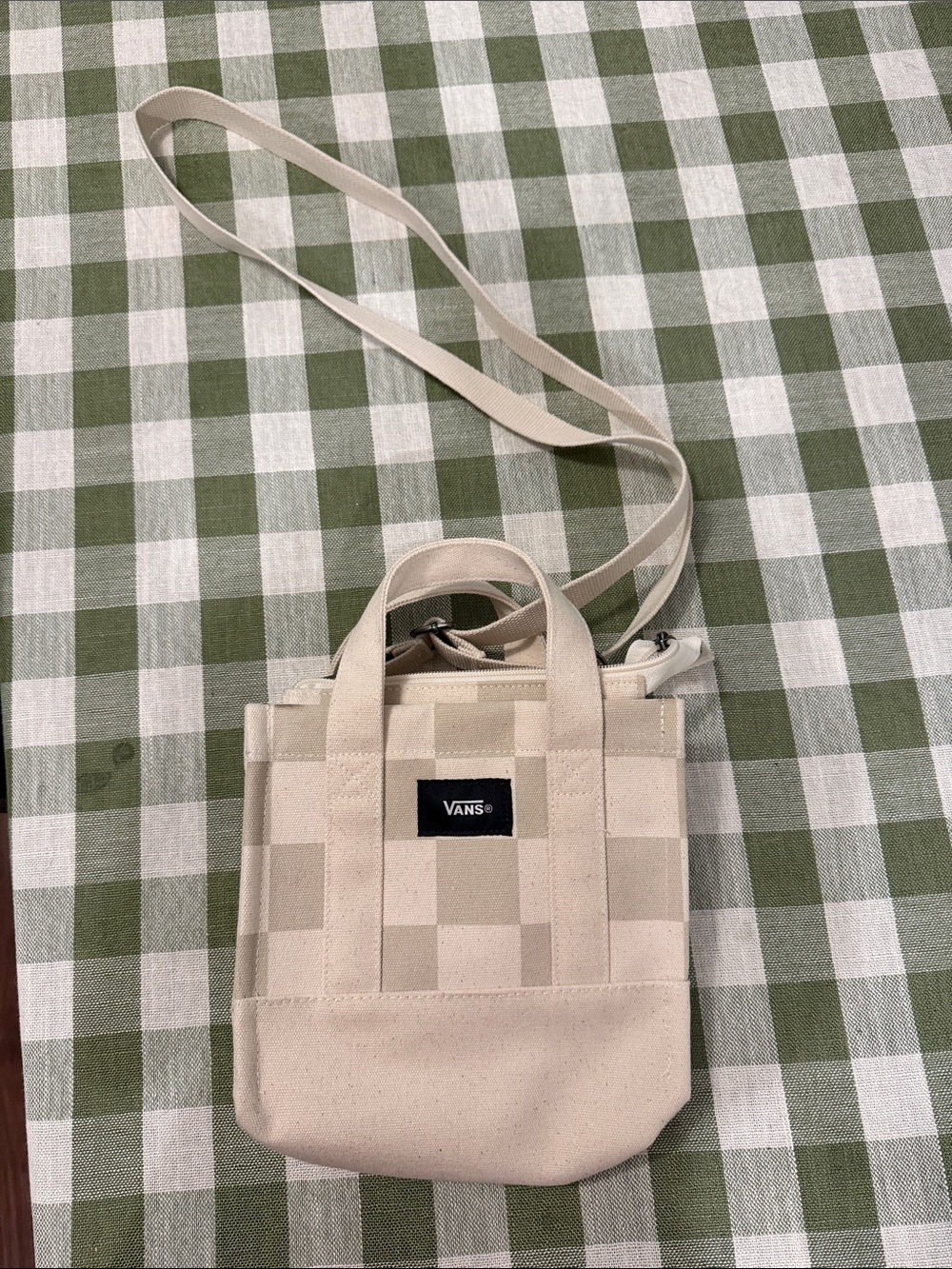 Vans Beige Checkered Mini Crossbody Bag